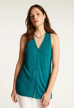 Montagut Short sleeved slub linen vest - Dara