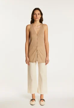 Montagut Short sleeved slub linen vest - Dara
