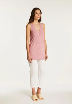 Montagut Short sleeved slub linen vest - Dara