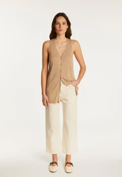 Montagut Short sleeved slub linen vest - Dara
