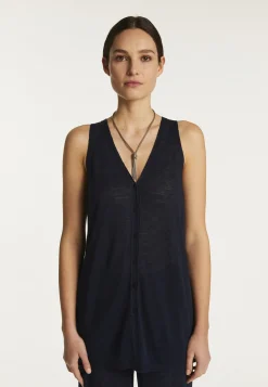 Montagut Short sleeved slub linen vest - Dara