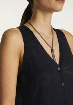 Montagut Short sleeved slub linen vest - Dara