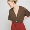 Montagut Short sleeves flamed linen cardigan - Tanya
