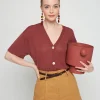 Montagut Short sleeves flamed linen cardigan - Tanya