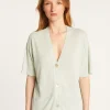 Montagut Short sleeves flamed linen cardigan - Tanya