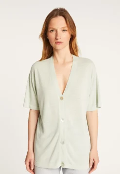 Montagut Short sleeves flamed linen cardigan - Tanya
