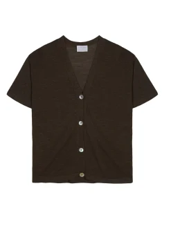 Montagut Short sleeves flamed linen cardigan - Tanya