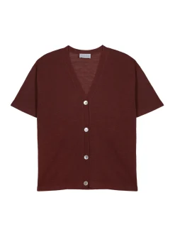Montagut Short sleeves flamed linen cardigan - Tanya