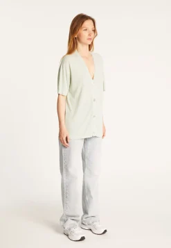 Montagut Short sleeves flamed linen cardigan - Tanya