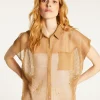 Montagut Short-sleeved blouse with iridescent effect - Stacy
