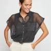 Montagut Short-sleeved blouse with iridescent effect - Stacy