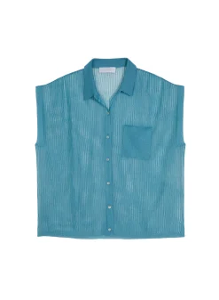 Montagut Short-sleeved blouse with iridescent effect - Stacy