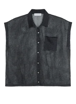 Montagut Short-sleeved blouse with iridescent effect - Stacy
