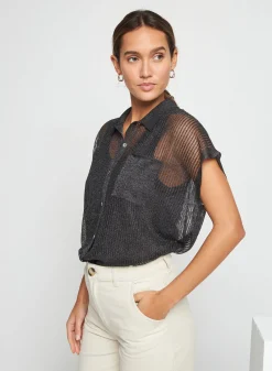 Montagut Short-sleeved blouse with iridescent effect - Stacy