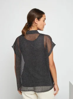 Montagut Short-sleeved blouse with iridescent effect - Stacy