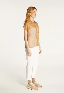 Montagut Short-sleeved blouse with iridescent effect - Stacy