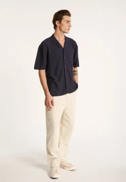 Montagut Short-sleeved cotton and linen shirt - Igino
