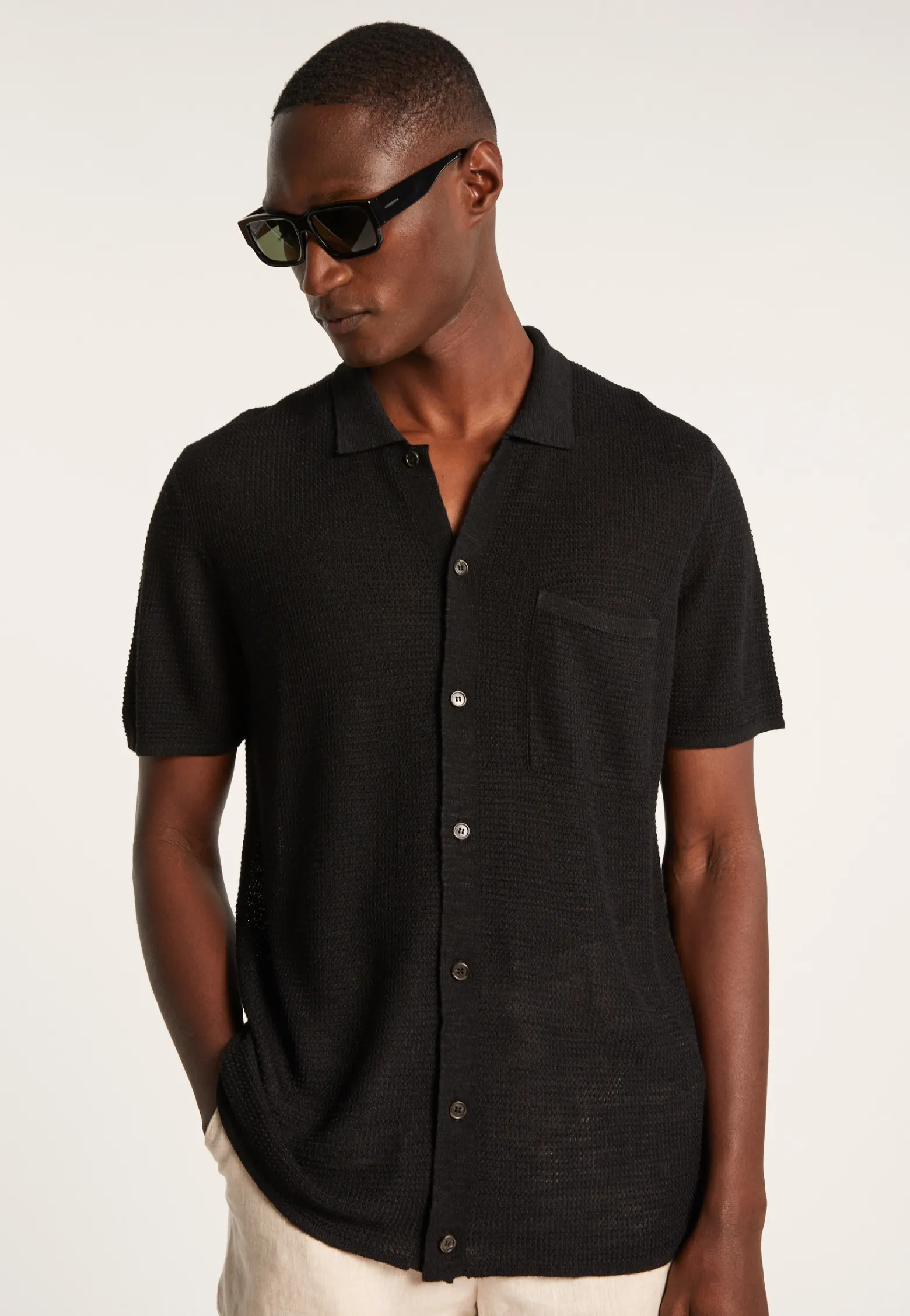 Montagut Short-sleeved flamed linen shirt - Icarus