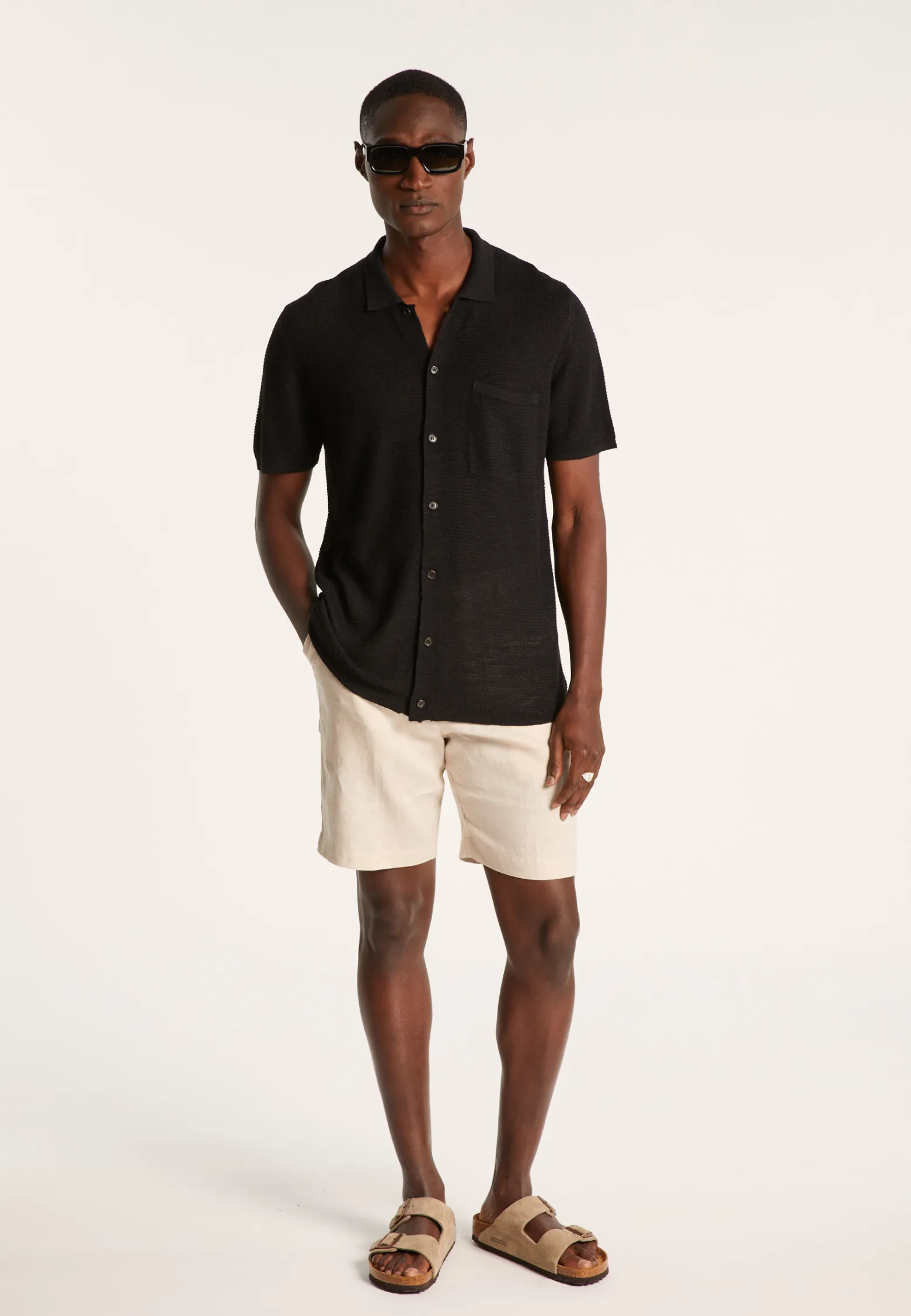 Montagut Short-sleeved flamed linen shirt - Icarus