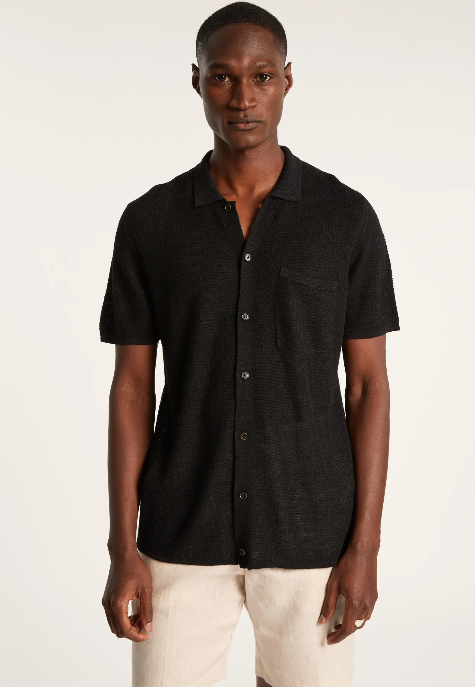 Montagut Short-sleeved flamed linen shirt - Icarus