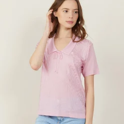Montagut Short-sleeved polo shirt with tie collar - Ava