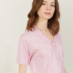 Montagut Short-sleeved polo shirt with tie collar - Ava