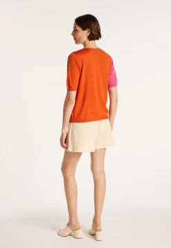 Montagut Short-sleeved V-neck jumper in two-tone wool - JACKIE