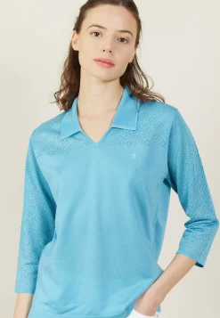 Montagut 3/4 sleeve openwork polo shirt - Anaelle