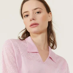 Montagut 3/4 sleeve openwork polo shirt - Anaelle