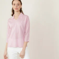 Montagut 3/4 sleeve openwork polo shirt - Anaelle