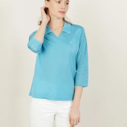 Montagut 3/4 sleeve openwork polo shirt - Anaelle