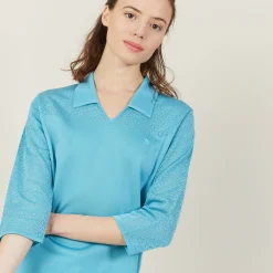 Montagut 3/4 sleeve openwork polo shirt - Anaelle