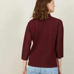 Montagut 3/4 sleeve openwork polo shirt - Anaelle