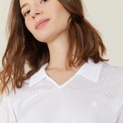 Montagut 3/4 sleeve openwork polo shirt - Anaelle