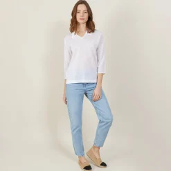 Montagut 3/4 sleeve openwork polo shirt - Anaelle