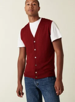 Montagut Sleeveless cardigan with logo in merino wool - Ernardo