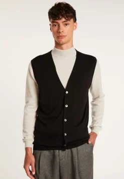 Montagut Sleeveless cardigan with logo in merino wool - Ernardo