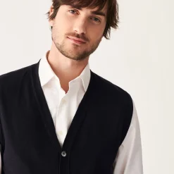 Montagut Sleeveless cardigan with logo in merino wool - Ernardo