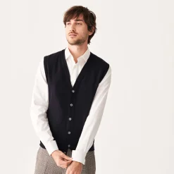 Montagut Sleeveless cardigan with logo in merino wool - Ernardo