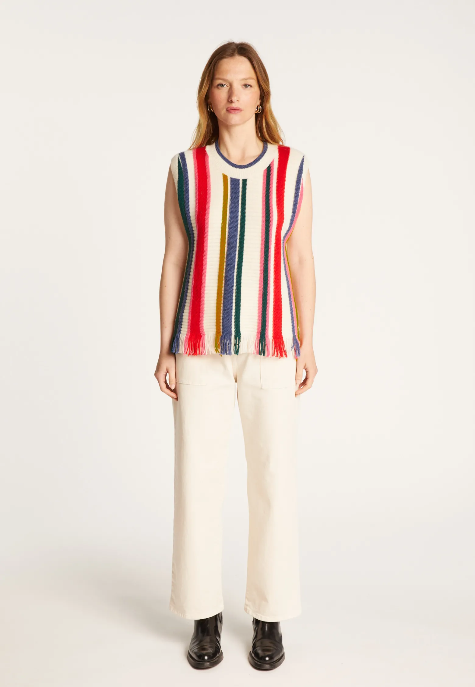 Montagut Sleeveless sweater with bayadere stripes - Rosabelle