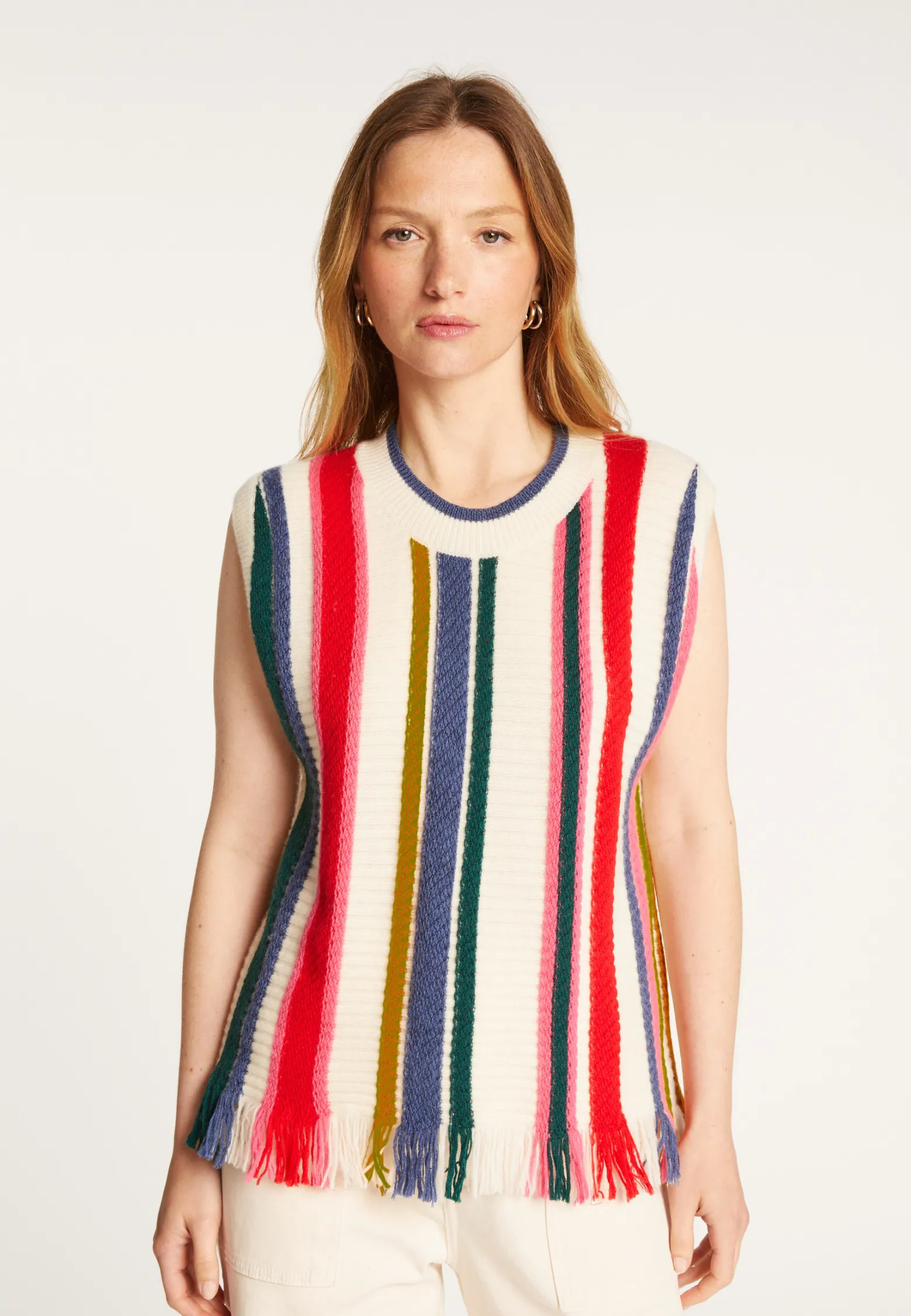 Montagut Sleeveless sweater with bayadere stripes - Rosabelle