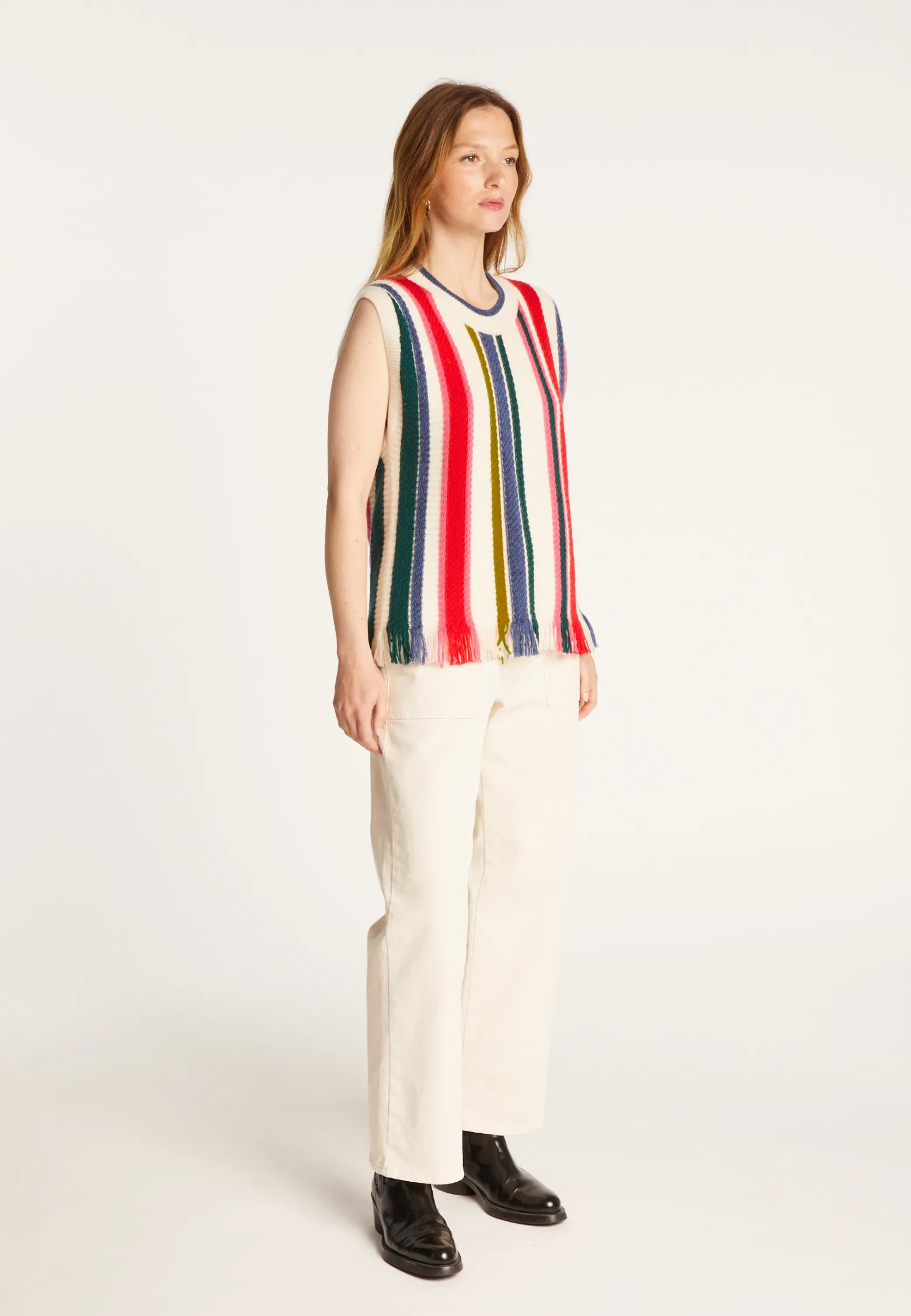 Montagut Sleeveless sweater with bayadere stripes - Rosabelle