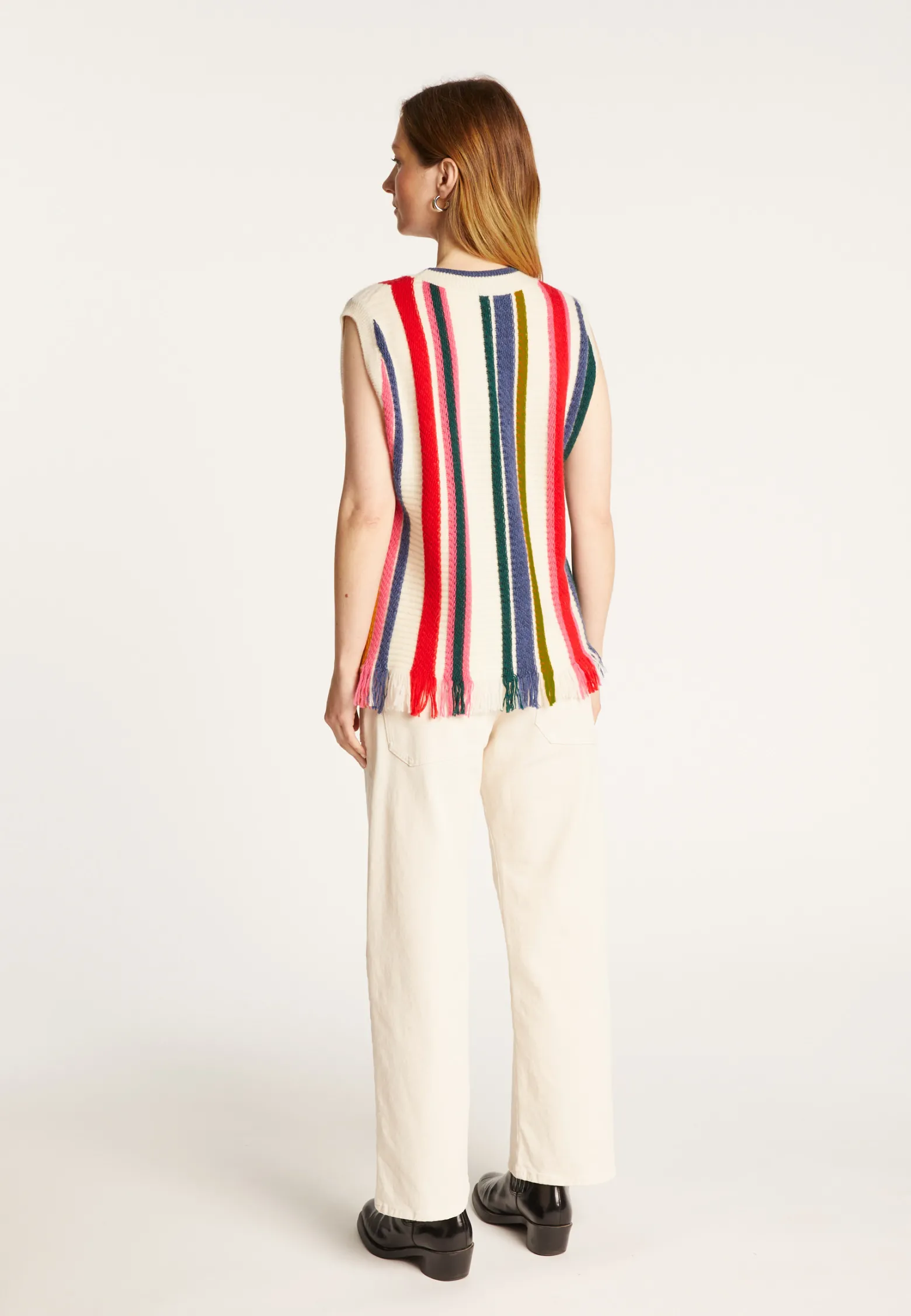 Montagut Sleeveless sweater with bayadere stripes - Rosabelle