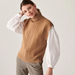 Montagut Sleeveless turtleneck sweater in merino wool - Claudia