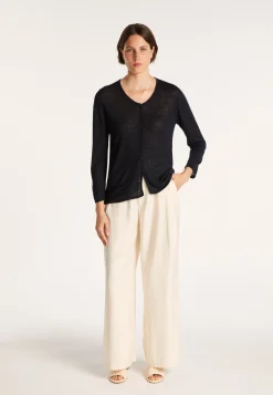 Montagut Slub linen cardigan with pockets - Bao