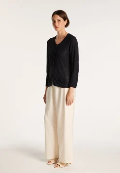Montagut Slub linen cardigan with pockets - Bao