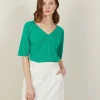Montagut Slub linen elbow-sleeved T-shirt - Bonbon