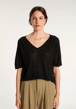 Montagut Slub linen elbow-sleeved T-shirt - Bonbon