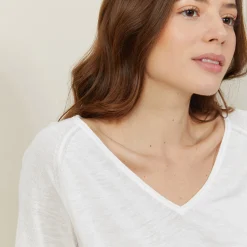 Montagut Slub linen elbow-sleeved T-shirt - Bonbon