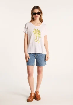 Montagut Slub linen patterned T-shirt - Larissa